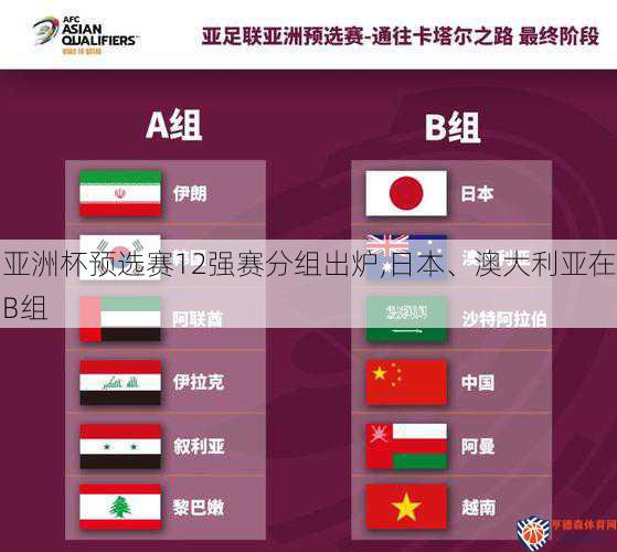 亚洲杯预选赛12强赛分组出炉,日本、澳大利亚在B组
