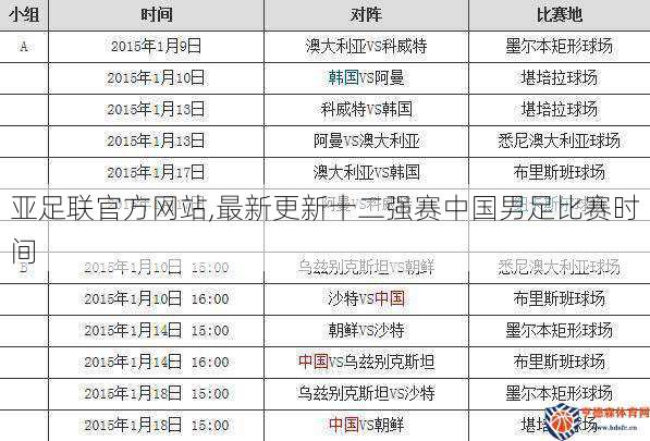 亚足联官方网站,最新更新十二强赛中国男足比赛时间